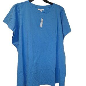 Maurices Cotton Blue Tee Shirt Top Gathered Sleeve plus sz 2X NWT  B18